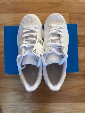 Adidas Kids White Sneakers with Metallic Accents